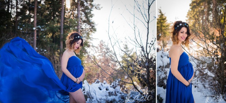 Photographe Monistrol sur Loire Séance grossesse neige haute loire